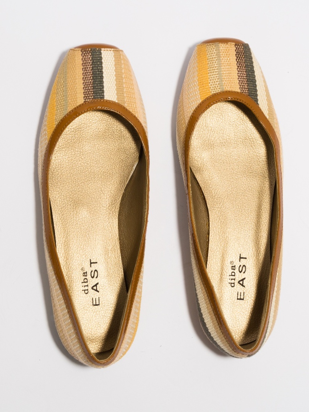 Canvas striped square toe ballerina flats shoes Diba East 7